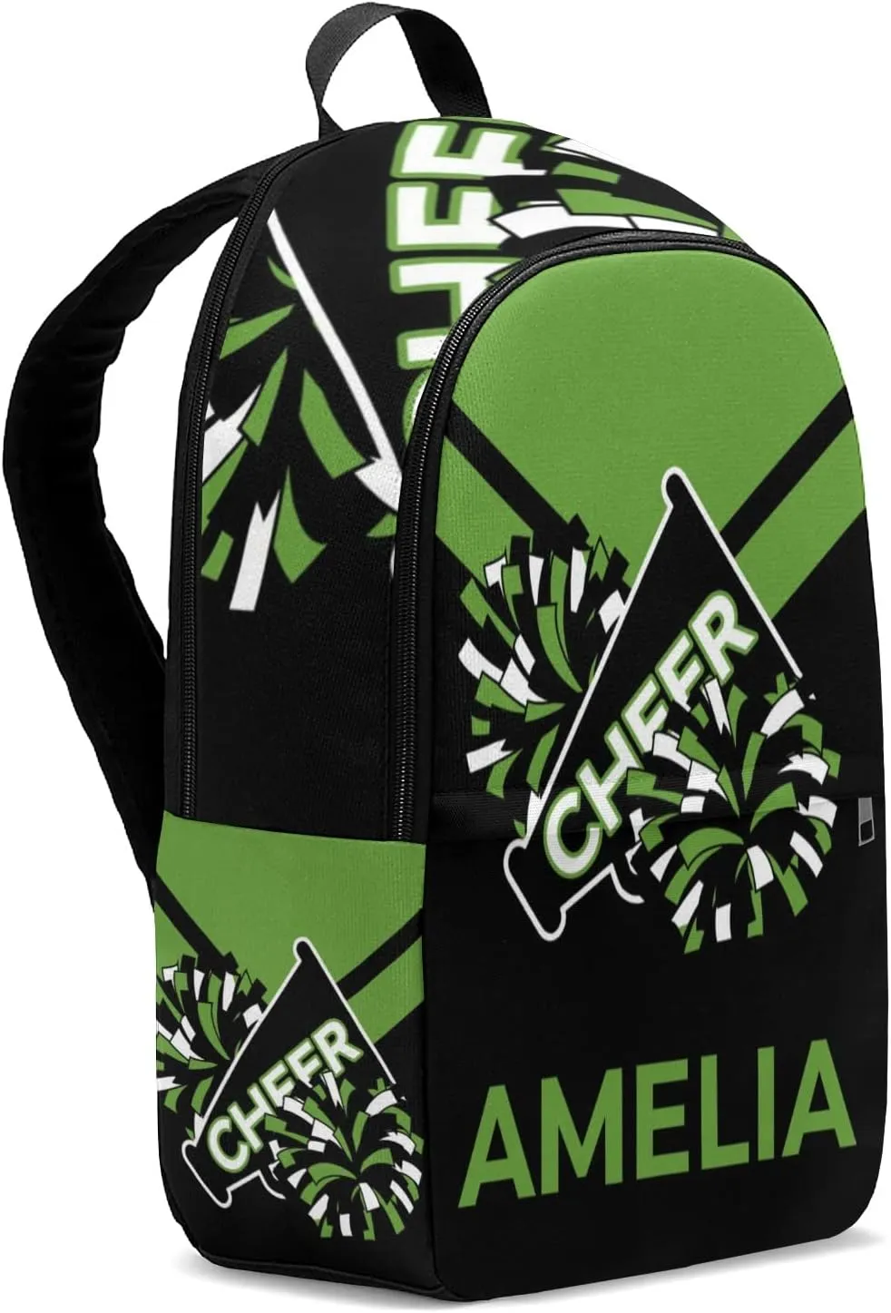 Cheerleader Green 1 Personalized Backpack for Teen Boys Girls,Custom Travel Backpack Bookbag Casual Bag Name Gift