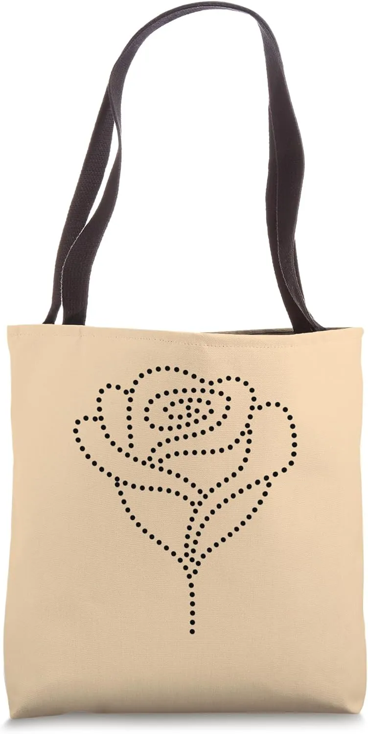 Chic Flower Line Art Minimalistic Floral Artwork Rose Tote Bag