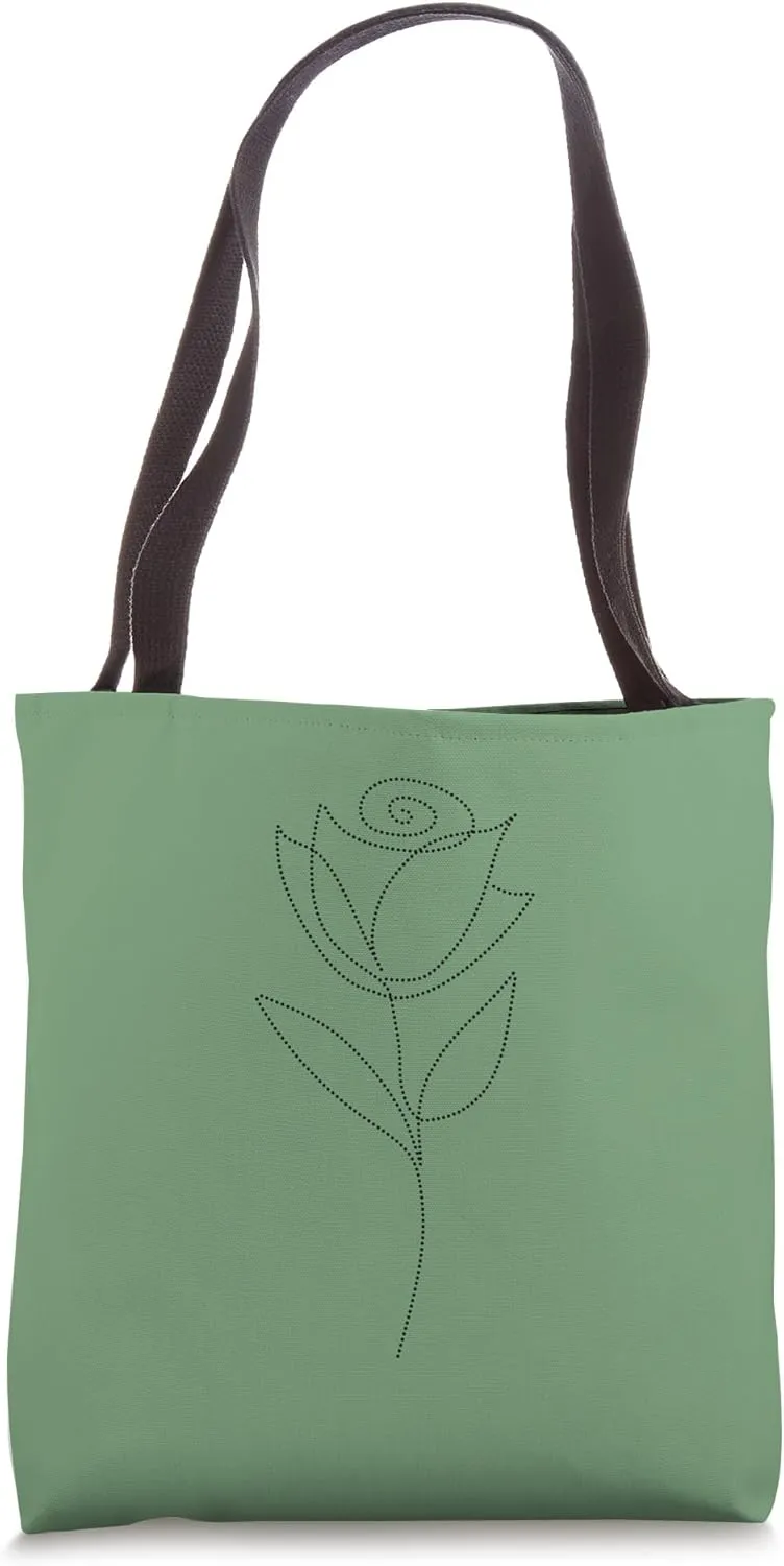 Chic Flower Line Art Minimalistic Floral Artwork Rose Tote Bag