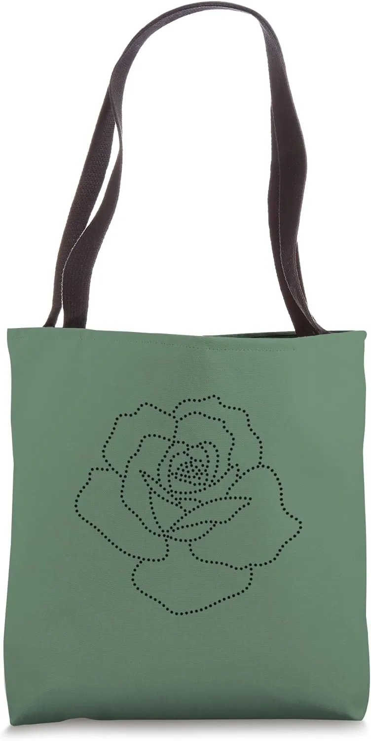 Chic Flower Line Art Minimalistic Floral Artwork Rose Tote Bag