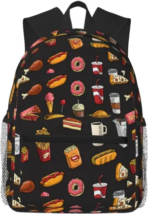 Chicken leg burger drink print Lightweight duffel bag, travel hiking daypack, comfortable backpack, sports bag