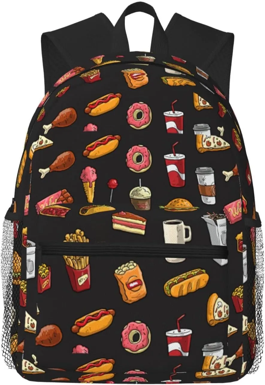 Chicken leg burger drink print Lightweight duffel bag, travel hiking daypack, comfortable backpack, sports bag
