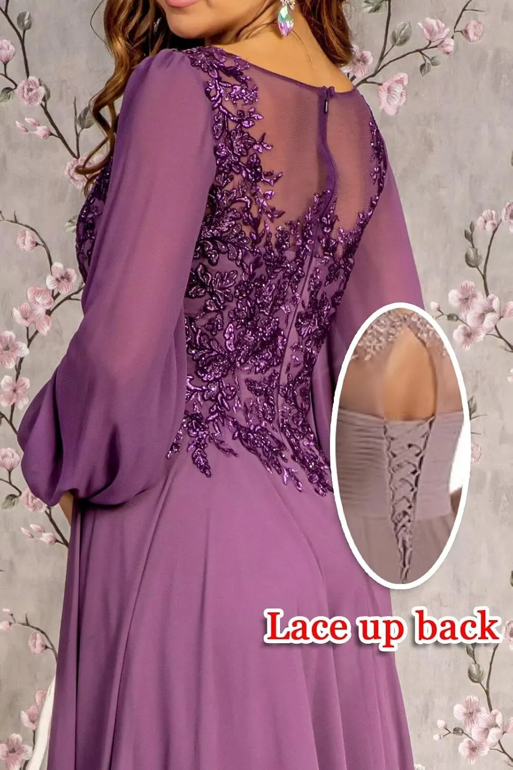Chiffon Mother of The Bride Dresses for Wedding Party Dress Long Sleeves Prom Dress lace appliqué Evening Dress