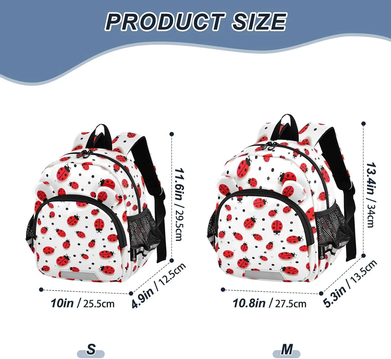 CHIFIGNO Realistic Ladybirds Small Toddler Backpack for Girls Boys Kids School Backpacks Travel Bookbag