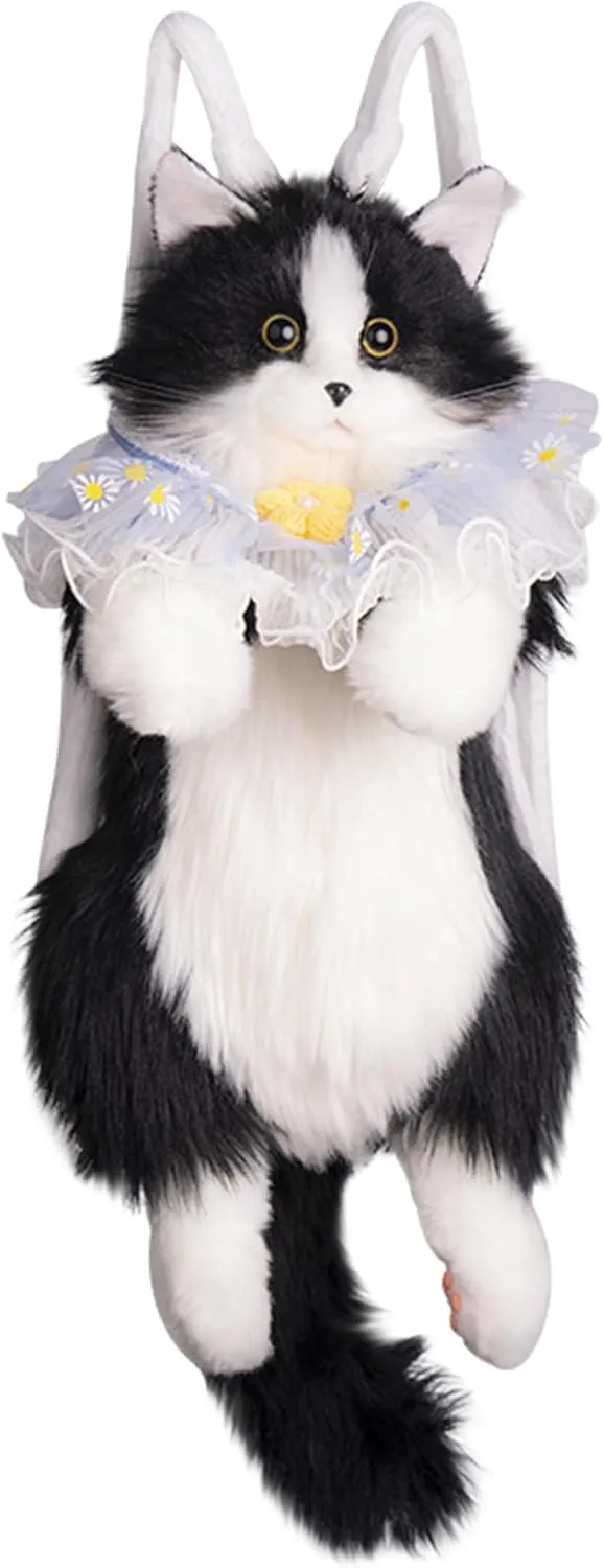 Chongker Stuffed Animals Backpack - Cute Cat plush Backpack Toy, Handcrafted Realistic Cat Shaped Backpack, Heartwarming Surprise Idea, Companionship Stuffed Cat, Large Black Cat