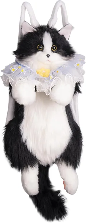 Chongker Stuffed Animals Backpack - Cute Cat plush Backpack Toy, Handcrafted Realistic Cat Shaped Backpack, Heartwarming Surprise Idea, Companionship Stuffed Cat, Large Black Cat