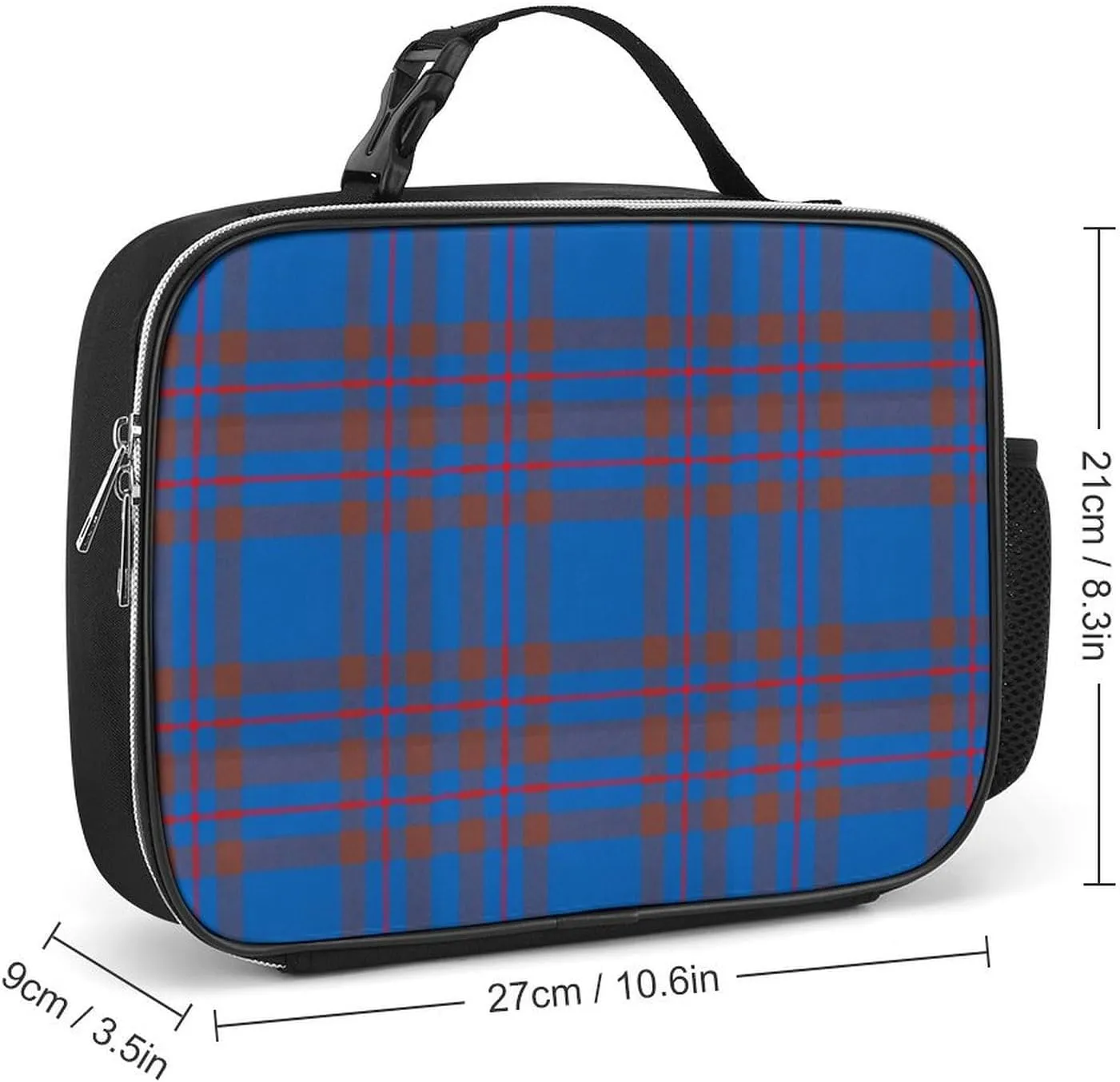 Clan Elliot Tartan Chiffon Detachable Polyester Lunch Bag, Large Capacity Lunch Bag