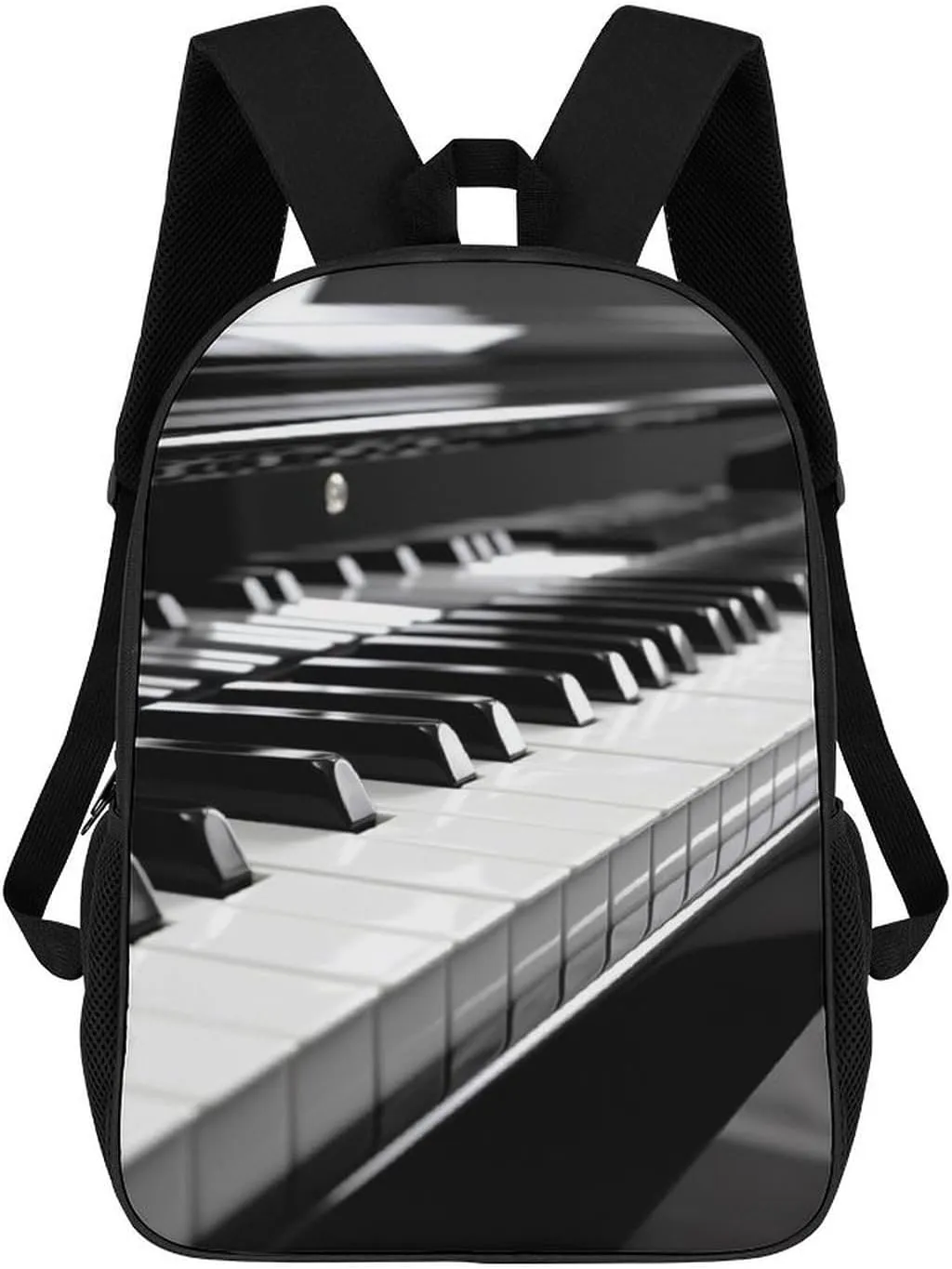 Classic 17 Inch Backpack for Women Men,Black White Piano Print Cute Casual Daypack Backpacks,Basic Light Weight Back Pack,Travel Hiking Work Laptop Backpack