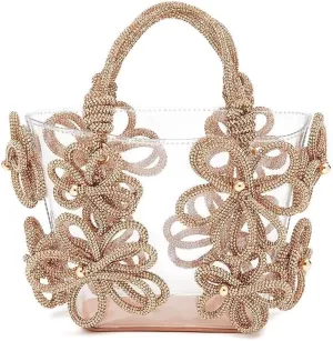 Clear Rhinestone Handbag for Women Crystal Evening Purses with Handle Glitter Handbag for Wedding Party Prom