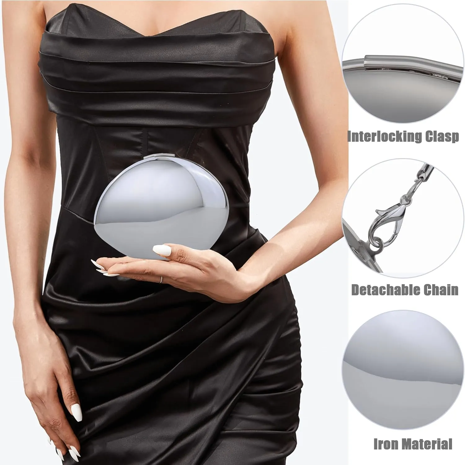 Clutch Purse for Women Metallic Evening Bag Acrylic Shell Handbag With Chain for Wedding Party Prom