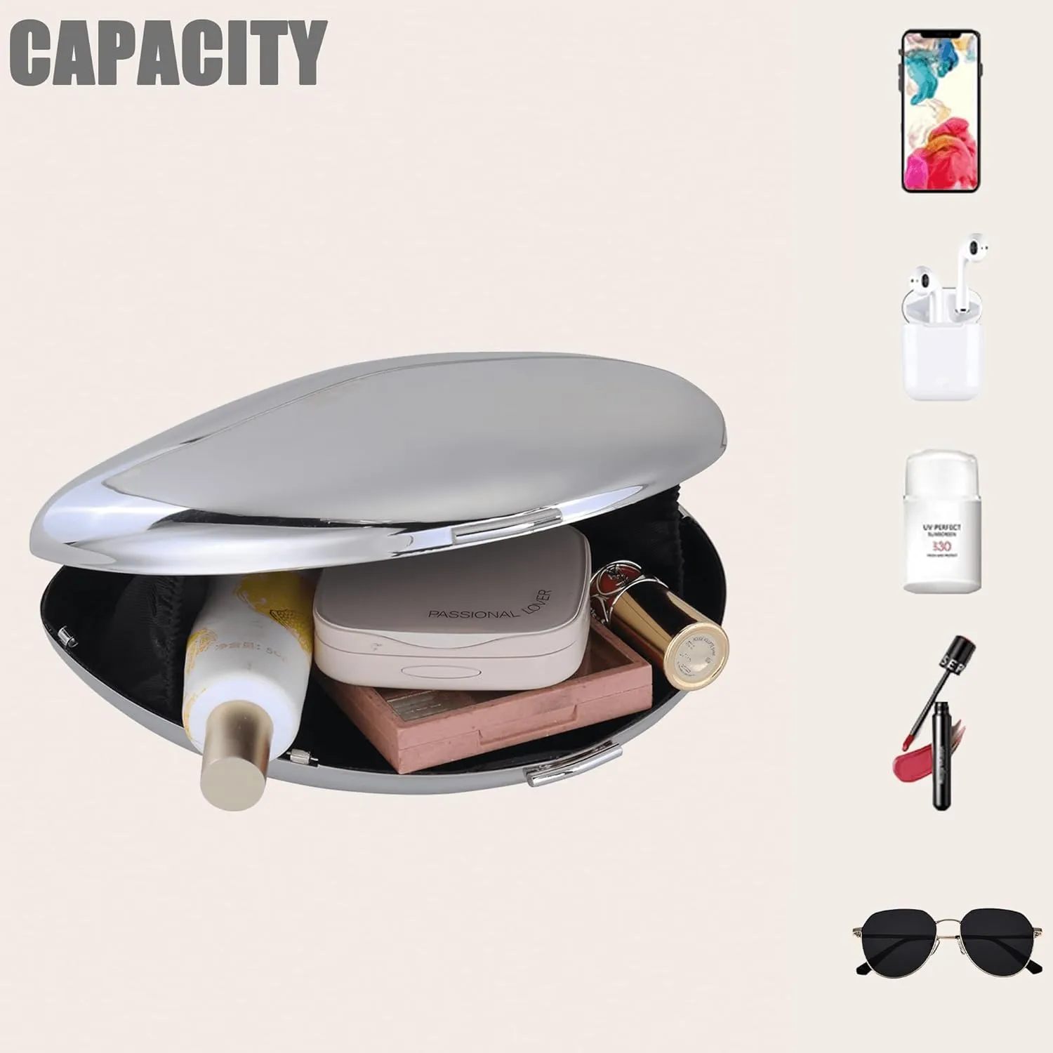Clutch Purse for Women Metallic Evening Bag Acrylic Shell Handbag With Chain for Wedding Party Prom