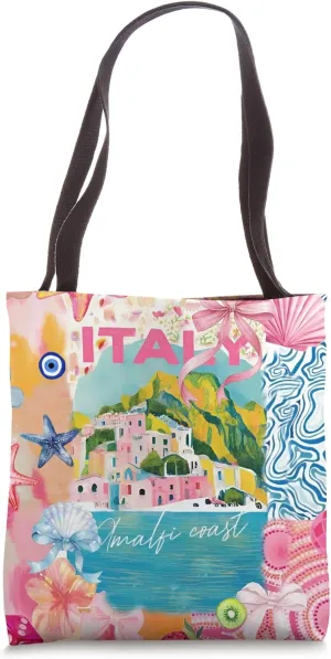 Coastal Italian Toile Summer Coquette Floral Beach Tote Bag