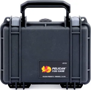 ColorCase Pelican Protector 1120 Case Black - Small Size Waterproof Case with Pick & Pluck Foam & Convoluted Lid Foam - Silver Latches