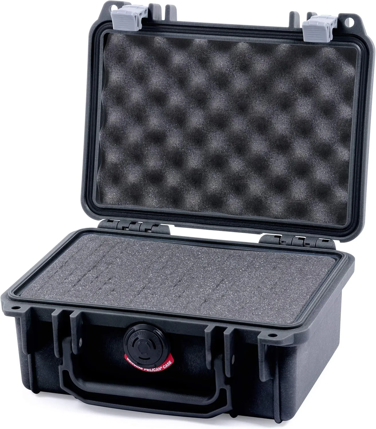 ColorCase Pelican Protector 1120 Case Black - Small Size Waterproof Case with Pick & Pluck Foam & Convoluted Lid Foam - Silver Latches
