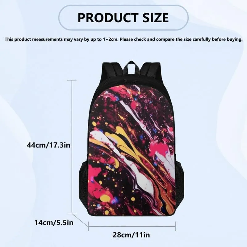 Colorful Fluid Painting Travel Double Zipper Backpack Work Bag Rainbow Art Abstract Print Casual Backpacks for Weekender Business Hiking Holiday