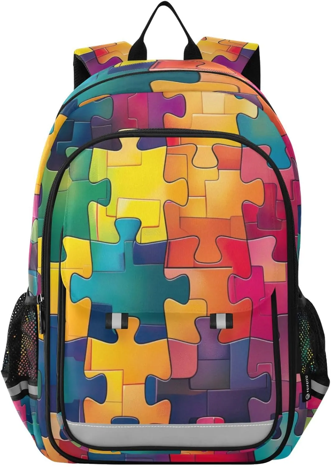 Colorful Puzzle Jigsaw Print Backpack for Boys Middle-School Elementary Bookbags 20325376