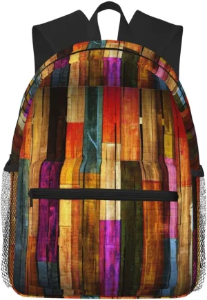 Colorful Wood print Lightweight duffel bag, travel hiking daypack, comfortable backpack, sports bag
