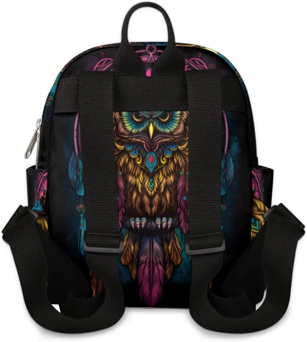Cool Owl Pattern Mini Backpack Purse for Women Lightweight Shoulder Bag Women Shopping Backpack Small Backpacks Purse