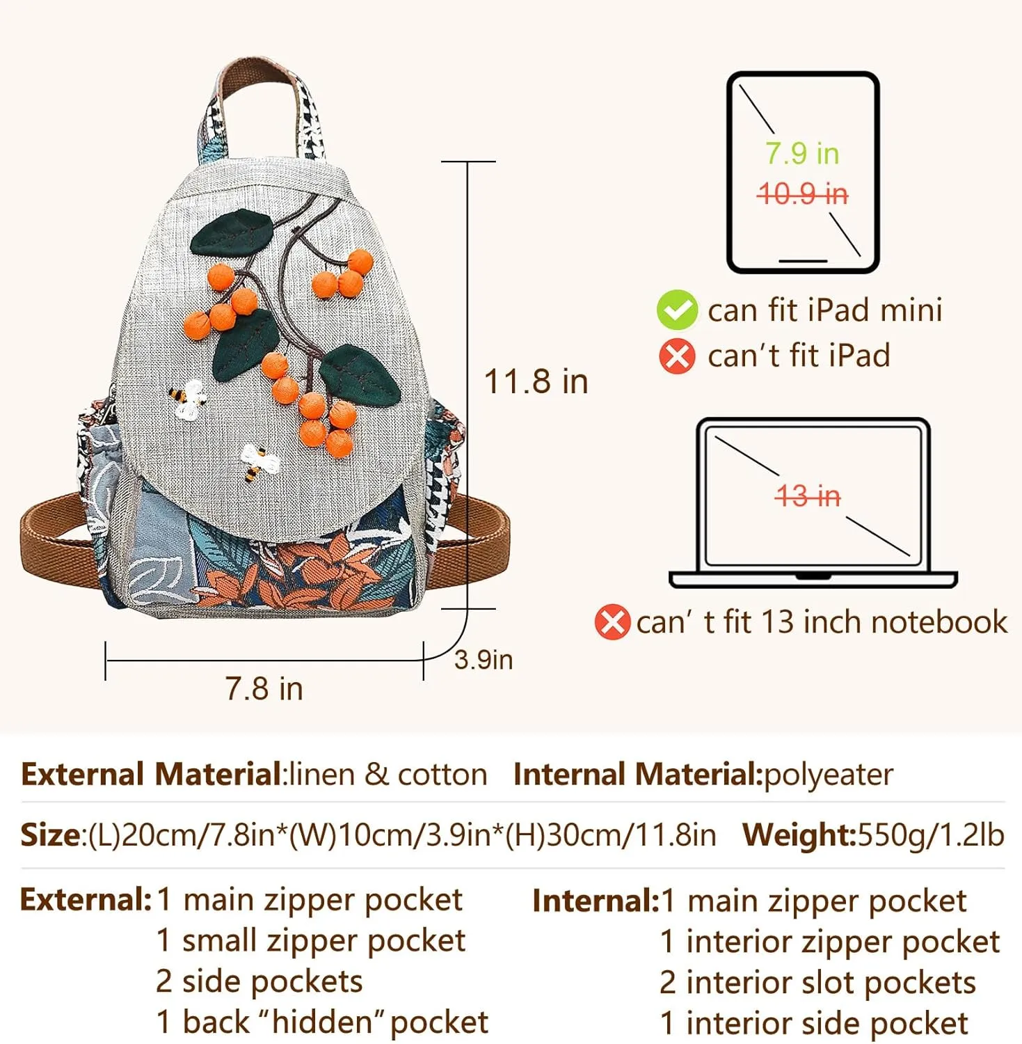 Cotton Small Backpack Purse Fashion Hand Knitting Mini Casual Chest Bag for Women(silvery/kumquat)