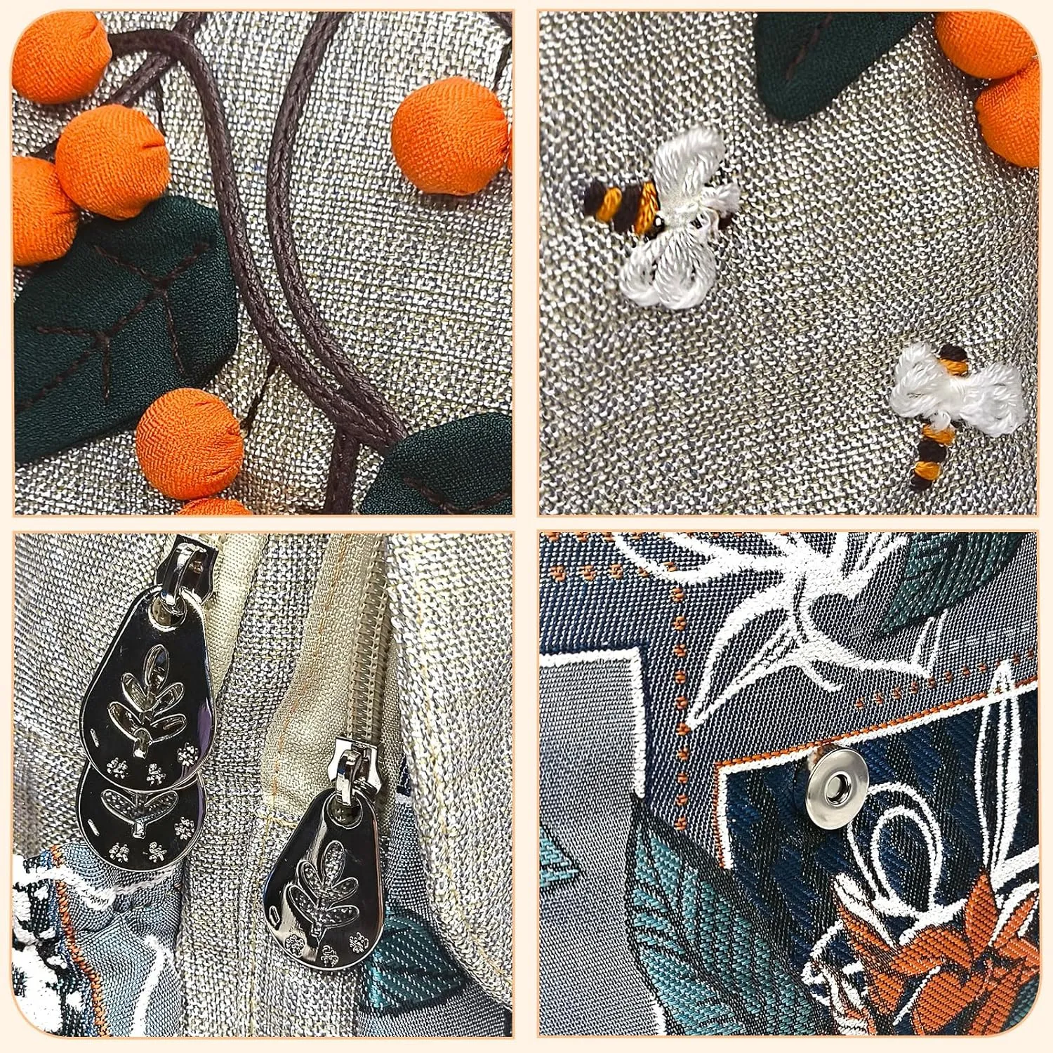 Cotton Small Backpack Purse Fashion Hand Knitting Mini Casual Chest Bag for Women(silvery/kumquat)