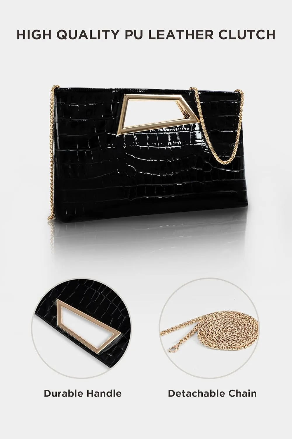 Coucoland Clutch Purse for Women - Evening Bags PU Leather Glitter Fashion Purse Handbag for Wedding Party Daily