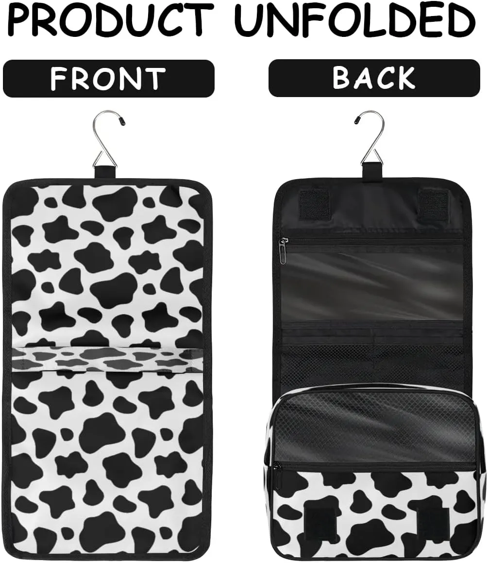 Cow Print Hanging Toiletry Bag Waterproof Makeup Cosmetic Bag Travel Bag Organizer for Accessories Shampoo Full Sized Container Travel-Essentials Toiletry Bag