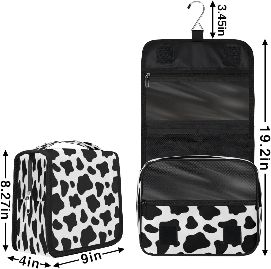 Cow Print Hanging Toiletry Bag Waterproof Makeup Cosmetic Bag Travel Bag Organizer for Accessories Shampoo Full Sized Container Travel-Essentials Toiletry Bag