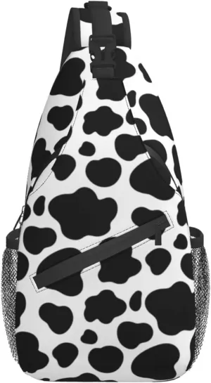Cow Print Sling Backpack Crossbody Shoulder Bag Travel Hiking Daypack Gifts