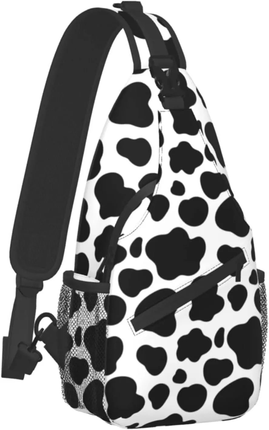 Cow Print Sling Backpack Crossbody Shoulder Bag Travel Hiking Daypack Gifts