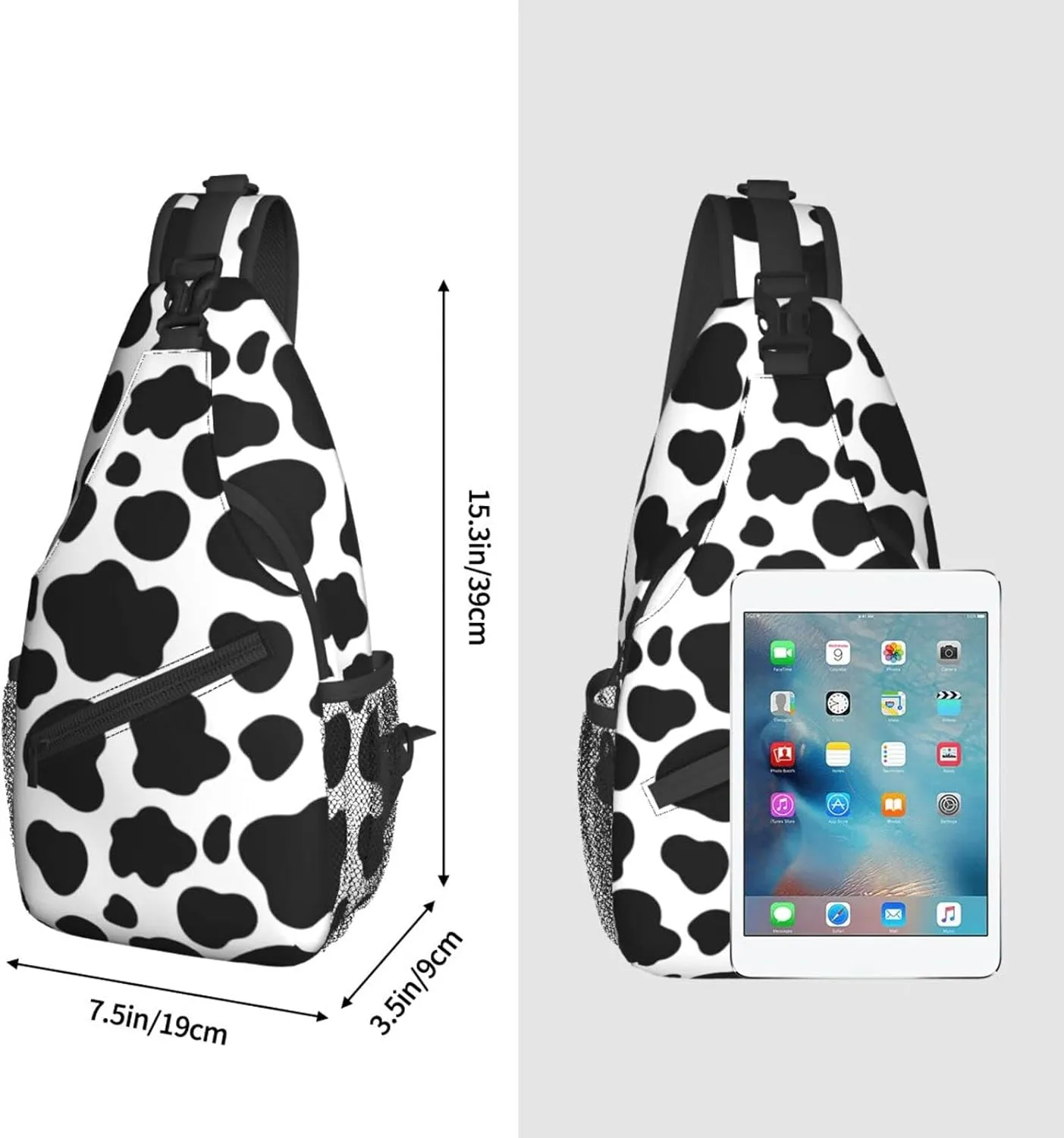 Cow Print Sling Backpack Crossbody Shoulder Bag Travel Hiking Daypack Gifts