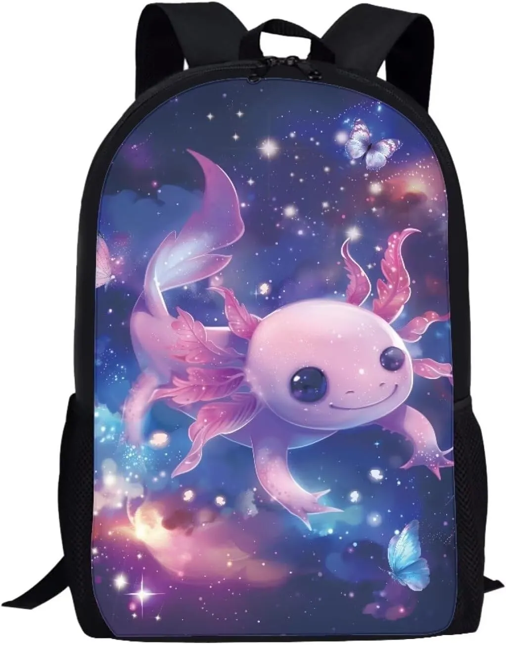 Cozeyat Galaxy Axolotl Design School Bag Unisex Backpack,Boys Girls School Bookbag with Zipper,Casual College Shoulder Satchel Suit for Travel,Sports
