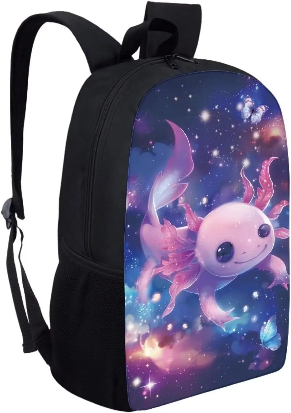 Cozeyat Galaxy Axolotl Design School Bag Unisex Backpack,Boys Girls School Bookbag with Zipper,Casual College Shoulder Satchel Suit for Travel,Sports