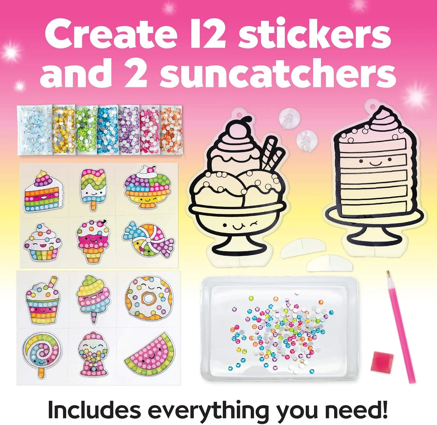 Creativity for Kids Big Gem Diamond Painting Kit: Sweets Stickers and Suncatchers - Diamond Art for Kids, DIY Stickers and Suncatcher Kit for Girls Ages 6-8 