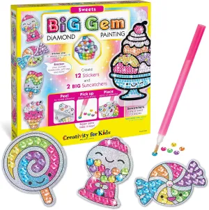 Creativity for Kids Big Gem Diamond Painting Kit: Sweets Stickers and Suncatchers - Diamond Art for Kids, DIY Stickers and Suncatcher Kit for Girls Ages 6-8 