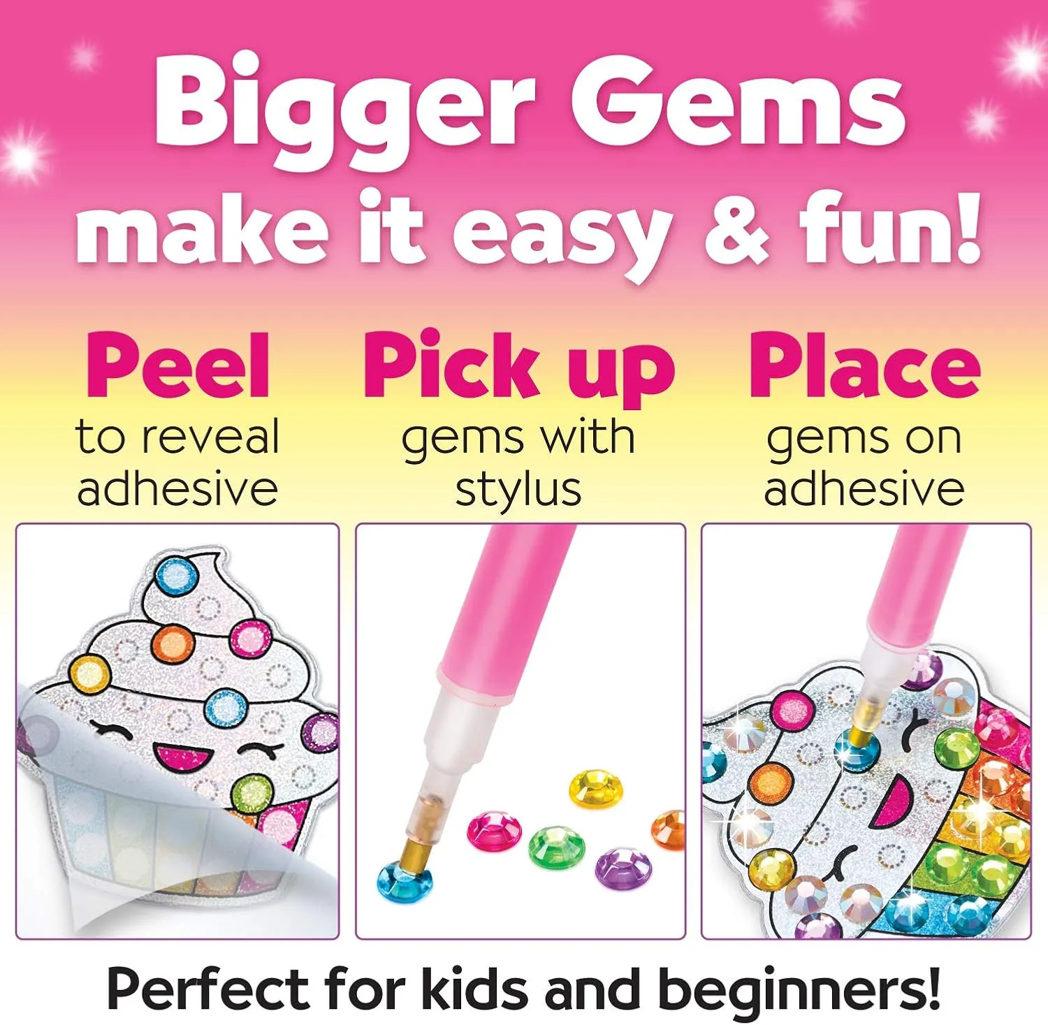 Creativity for Kids Big Gem Diamond Painting Kit: Sweets Stickers and Suncatchers - Diamond Art for Kids, DIY Stickers and Suncatcher Kit for Girls Ages 6-8 