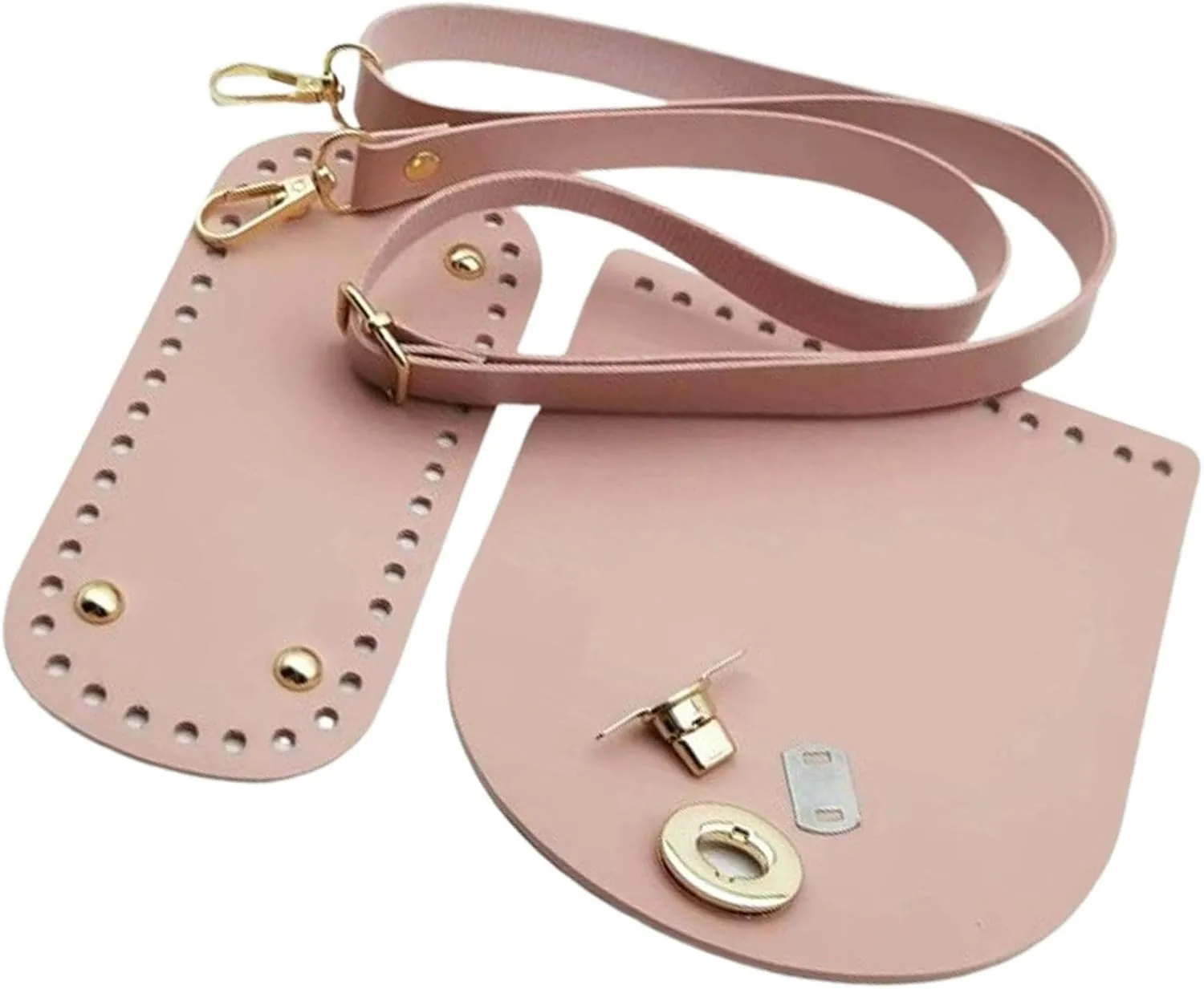 Crochet Bag Bottom Base PU Leather DIY Bag Set for Tote Handbag Crossbody Bag, Pink