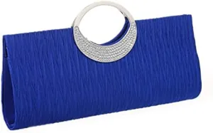CROSSBABY Women Elegant Clutch Purse Rhinestones Pleated Wedding Clutch Handbag Formal Evening Bag Party