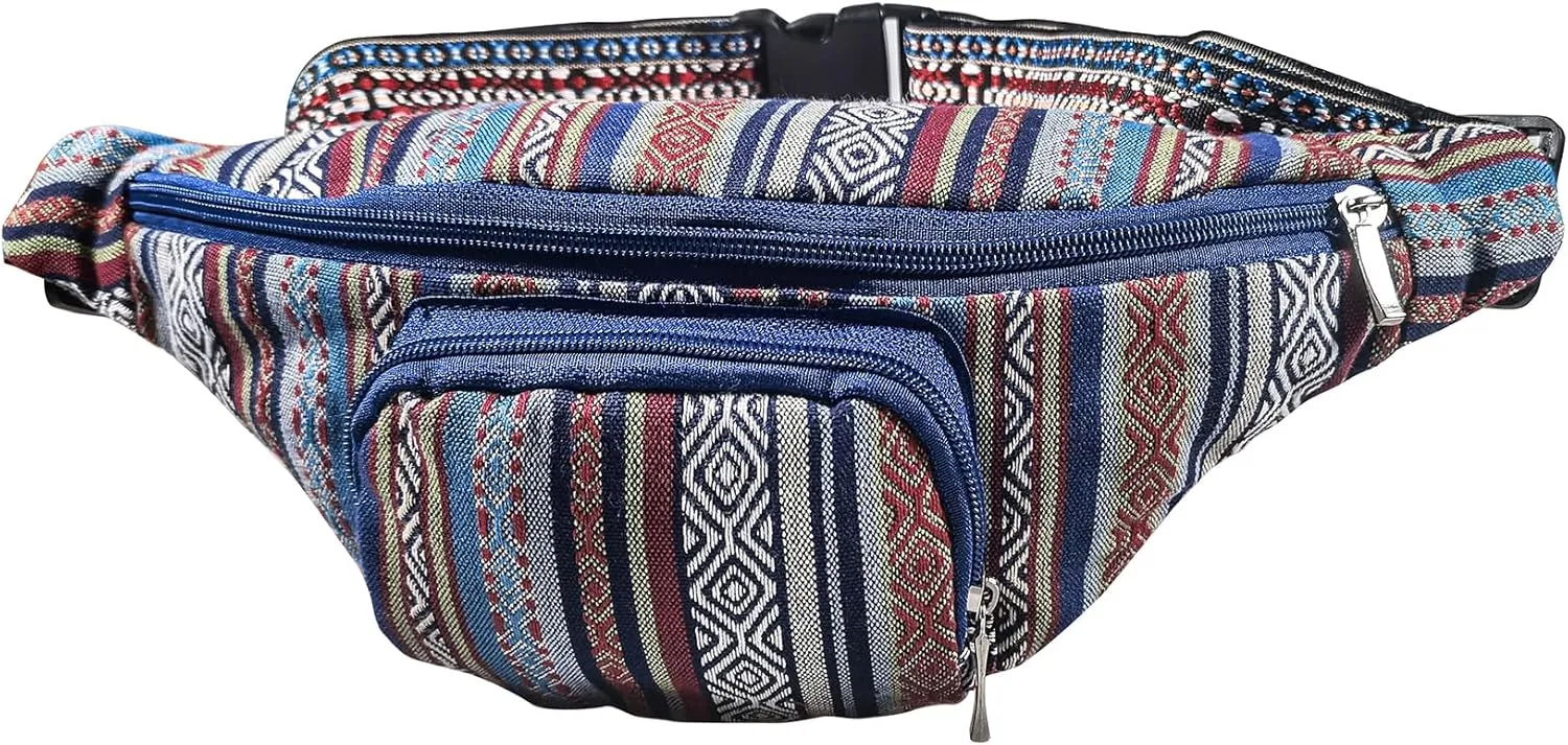 Crossbody Bags Glitter Fanny Pack for Women - Colorful Sequins Waist Pack with Adjustable Strap (Blue Stripe)