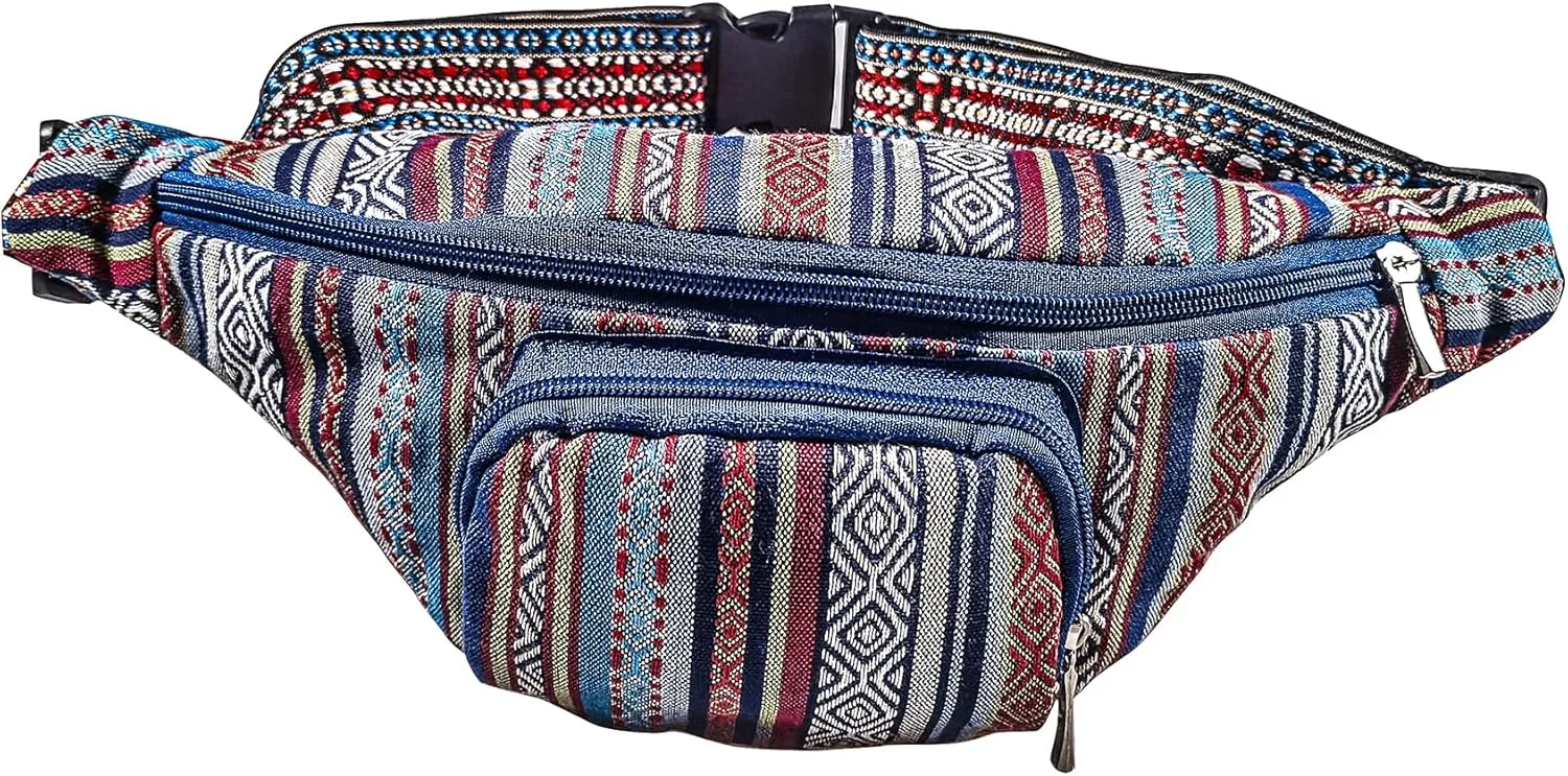 Crossbody Bags Glitter Fanny Pack for Women - Colorful Sequins Waist Pack with Adjustable Strap (Blue Stripe)