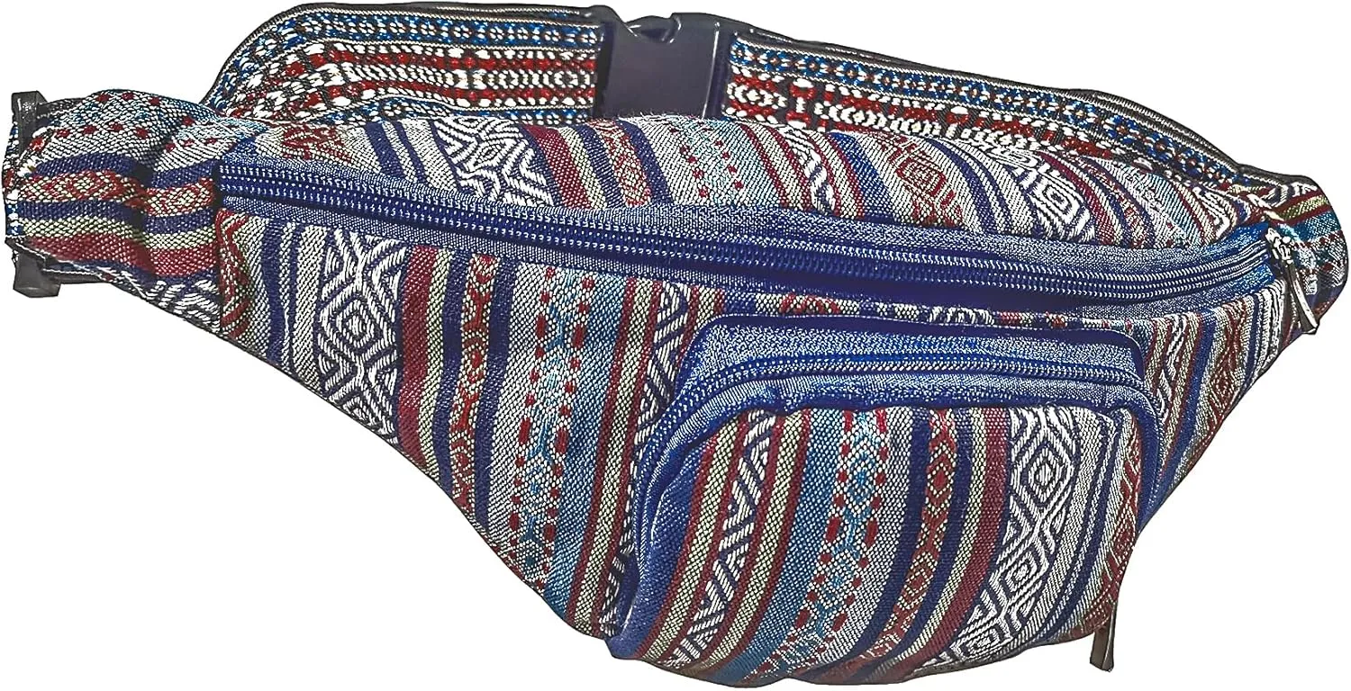 Crossbody Bags Glitter Fanny Pack for Women - Colorful Sequins Waist Pack with Adjustable Strap (Blue Stripe)