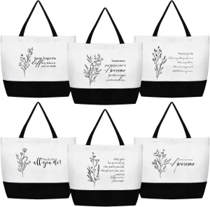 Cunno 6 Pcs Graduation Thank You Canvas Bag for Women Employee Appreciation Tote Bag Cna Week Gift Bulk for Secretary Nurse
