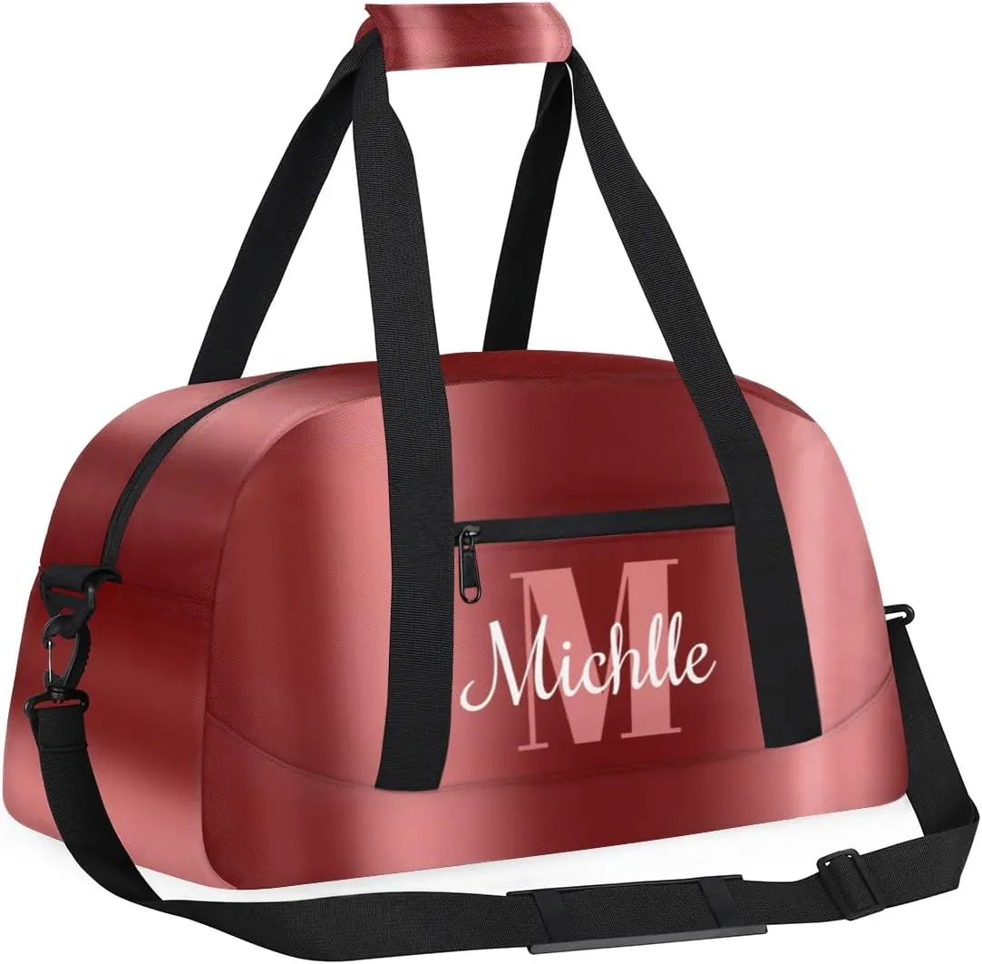 Custom Dance Bag Gymnastics Bag for Girl, Personalized Duffel Bag Sport Gym Bag Carry On Weekender Travel Bag Gift for Girl Boys Glitter Drip Brown