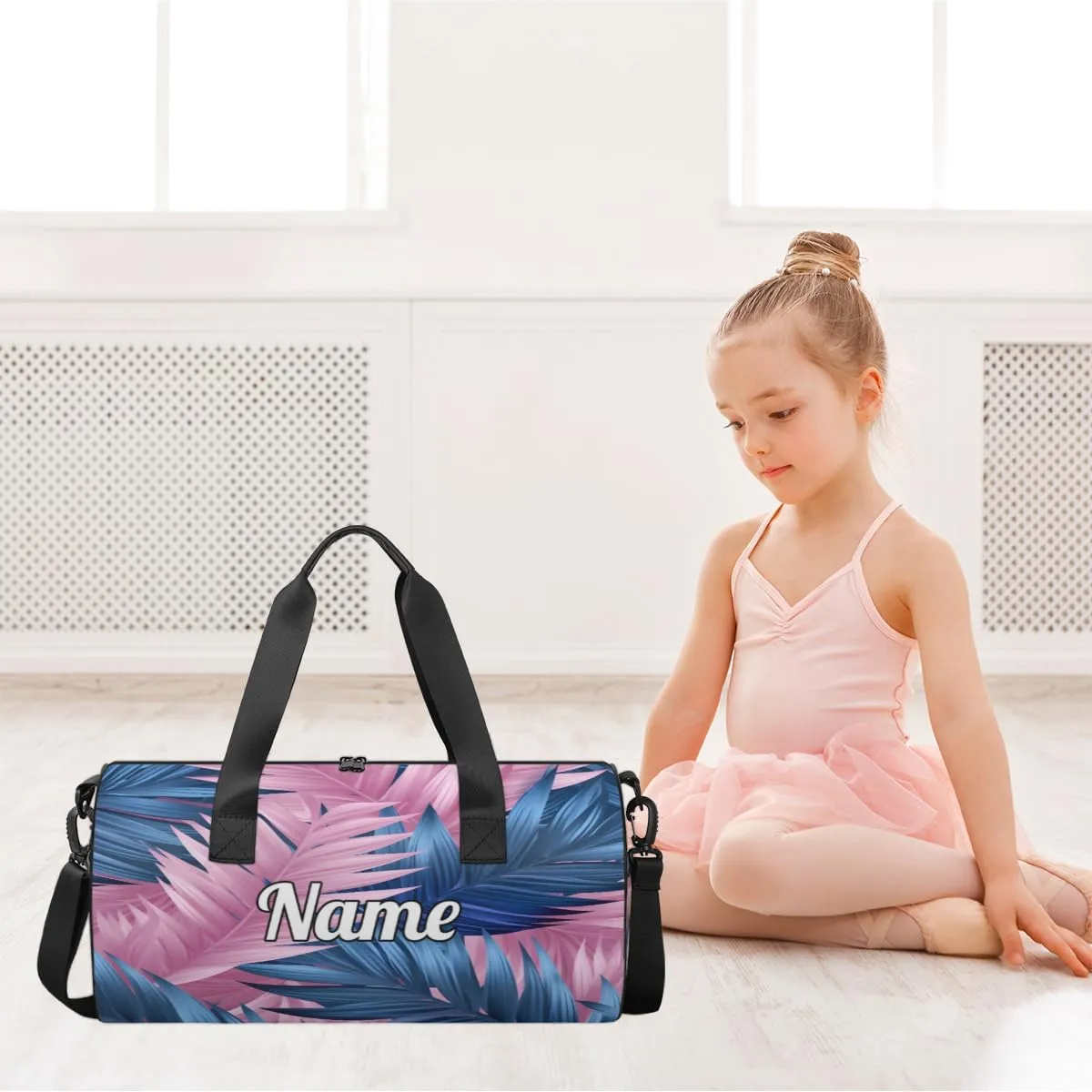 Custom Dance Duffel Bag Sport Backpacks Gyms and Weekend Overnight Travel Duffle Bag Birthday Christmas Halloween Waterproof, Blue Orchards Palm Leaf