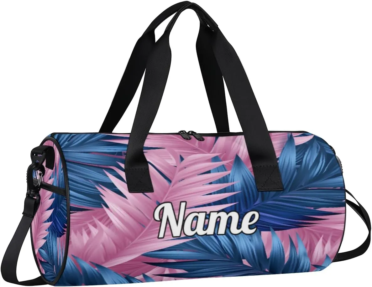 Custom Dance Duffel Bag Sport Backpacks Gyms and Weekend Overnight Travel Duffle Bag Birthday Christmas Halloween Waterproof, Blue Orchards Palm Leaf