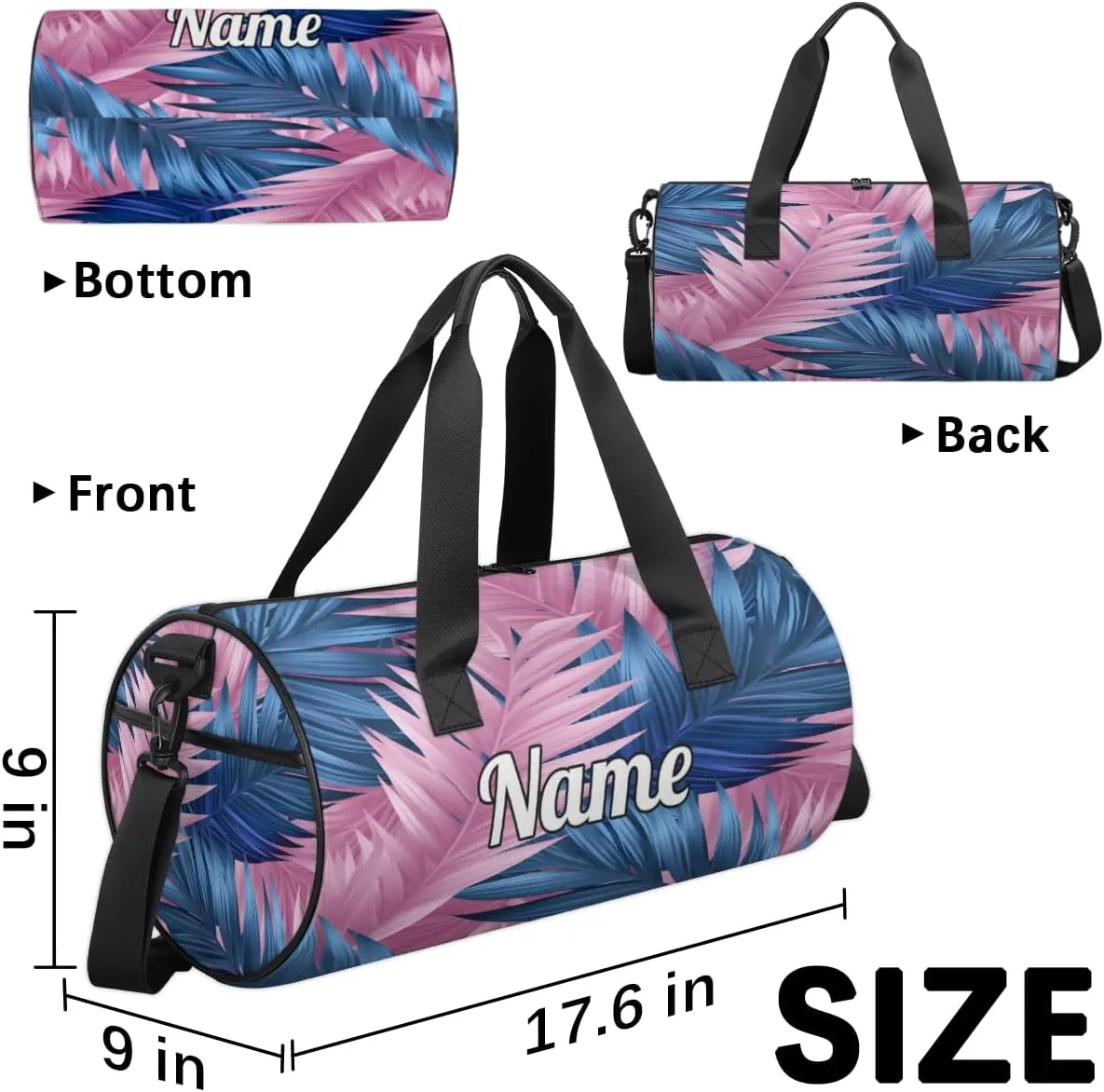 Custom Dance Duffel Bag Sport Backpacks Gyms and Weekend Overnight Travel Duffle Bag Birthday Christmas Halloween Waterproof, Blue Orchards Palm Leaf