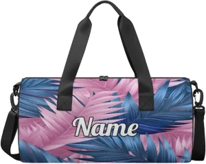 Custom Dance Duffel Bag Sport Backpacks Gyms and Weekend Overnight Travel Duffle Bag Birthday Christmas Halloween Waterproof, Blue Orchards Palm Leaf