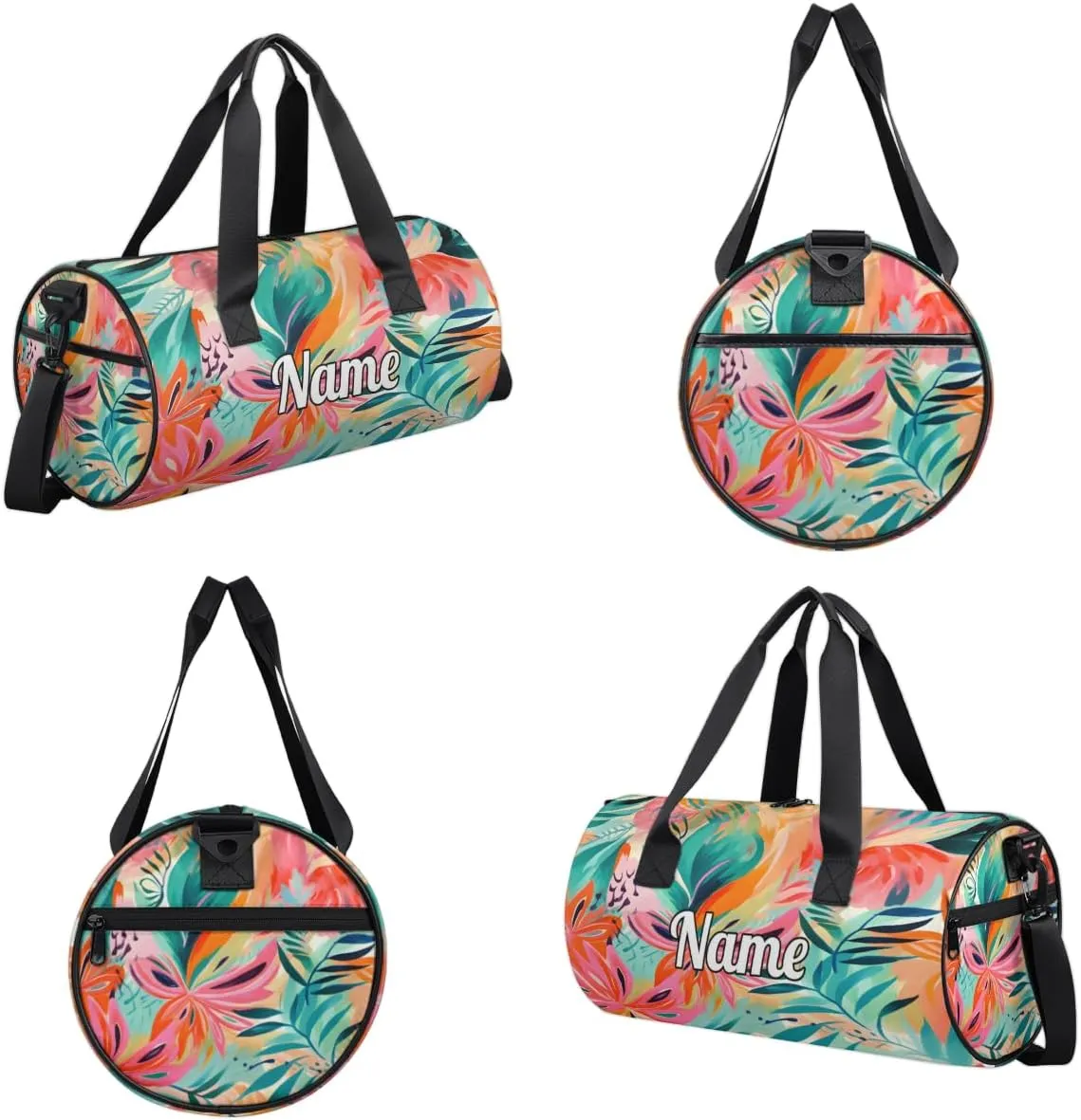 Custom Dance Duffel Bag Sport Backpacks Gyms and Weekend Overnight Travel Duffle Bag Birthday Christmas Halloween Waterproof, Coconut Palms Watercolor Style