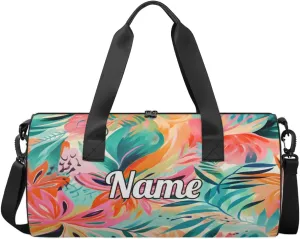 Custom Dance Duffel Bag Sport Backpacks Gyms and Weekend Overnight Travel Duffle Bag Birthday Christmas Halloween Waterproof, Coconut Palms Watercolor Style