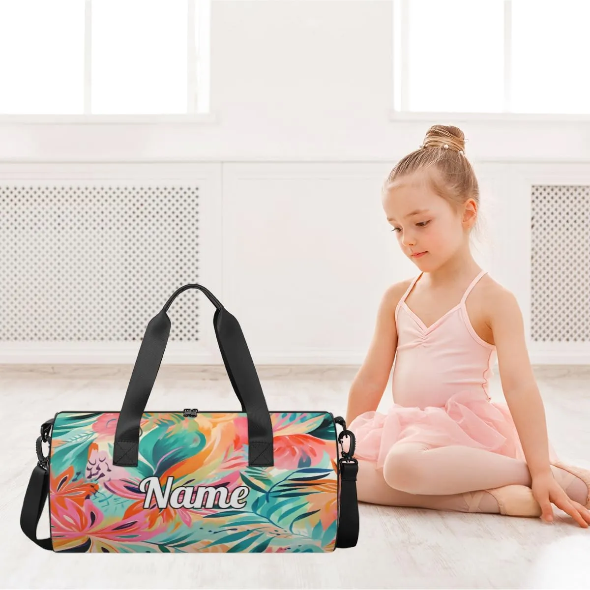 Custom Dance Duffel Bag Sport Backpacks Gyms and Weekend Overnight Travel Duffle Bag Birthday Christmas Halloween Waterproof, Coconut Palms Watercolor Style