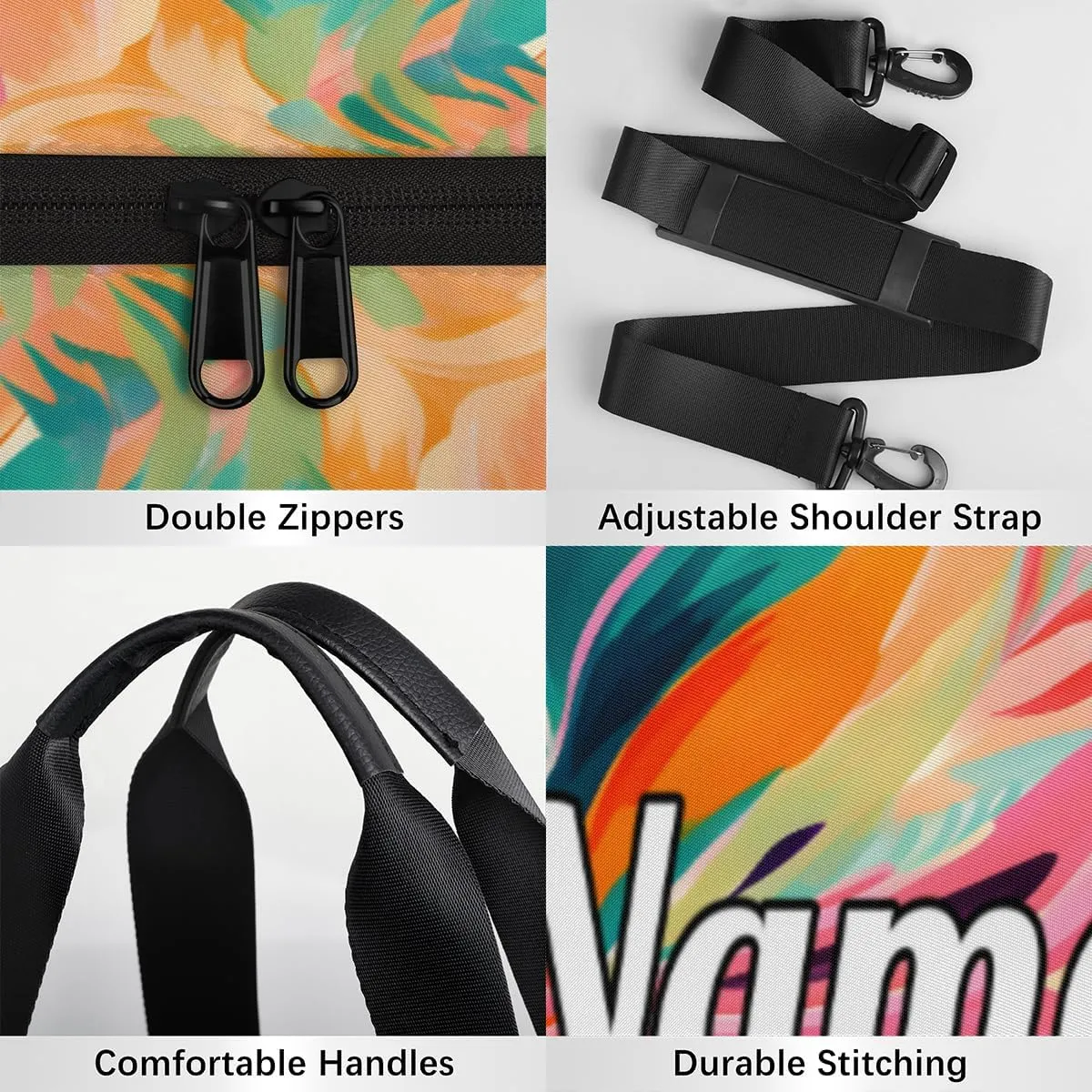 Custom Dance Duffel Bag Sport Backpacks Gyms and Weekend Overnight Travel Duffle Bag Birthday Christmas Halloween Waterproof, Coconut Palms Watercolor Style